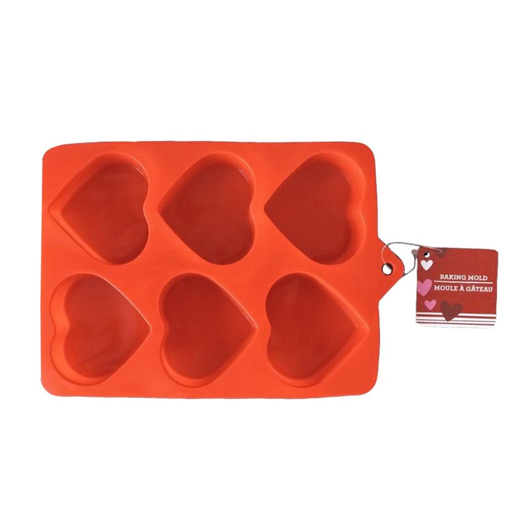 New-Valentines Red Heart Shaped Baking Mold Silicone 6.6 x 8.3 x 1.1-in.